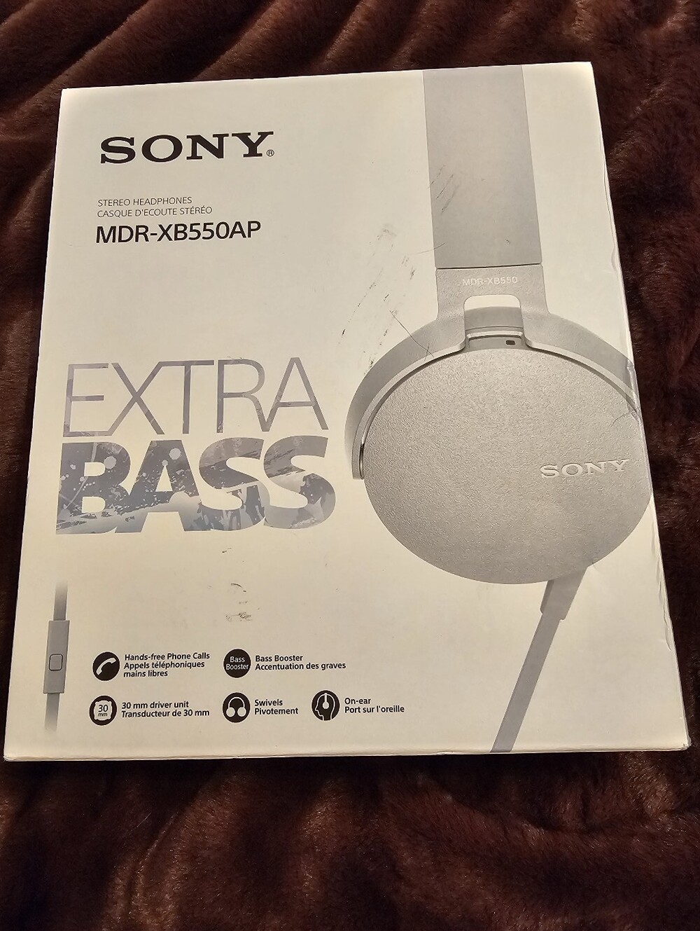 Sony MDR-XB550AP On-Ear Headphones - Silver